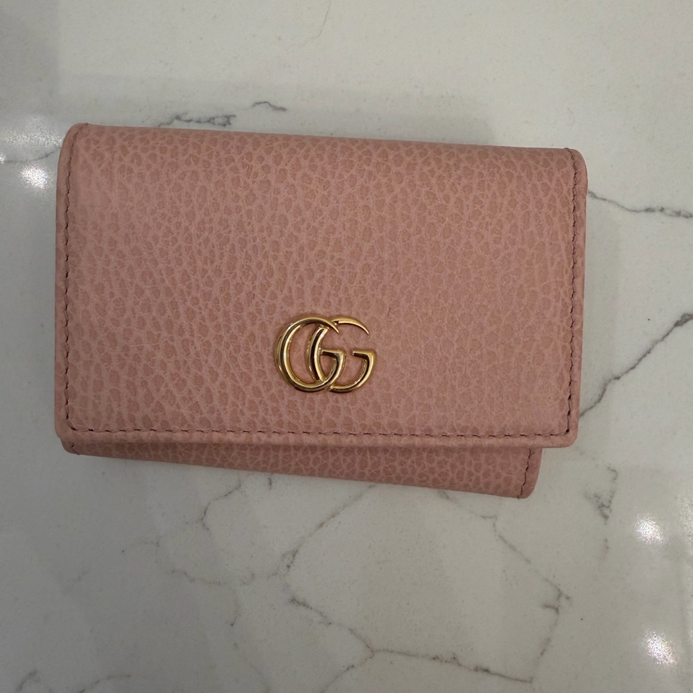 Gucci Blush Pink Leather Wallet with Gold Logo